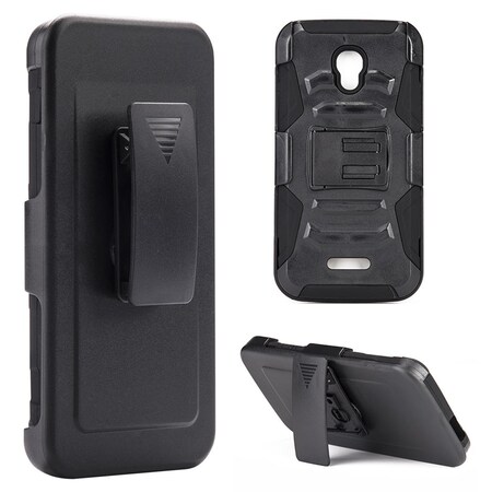 Alcatel Alcatel HSCALCF4-HSTD-BKBK One Touch Fierce 4 Metropcs Hybrid Case for Black Skin & Black PC with H-Style Stand HSCALCF4-HSTD-BKBK